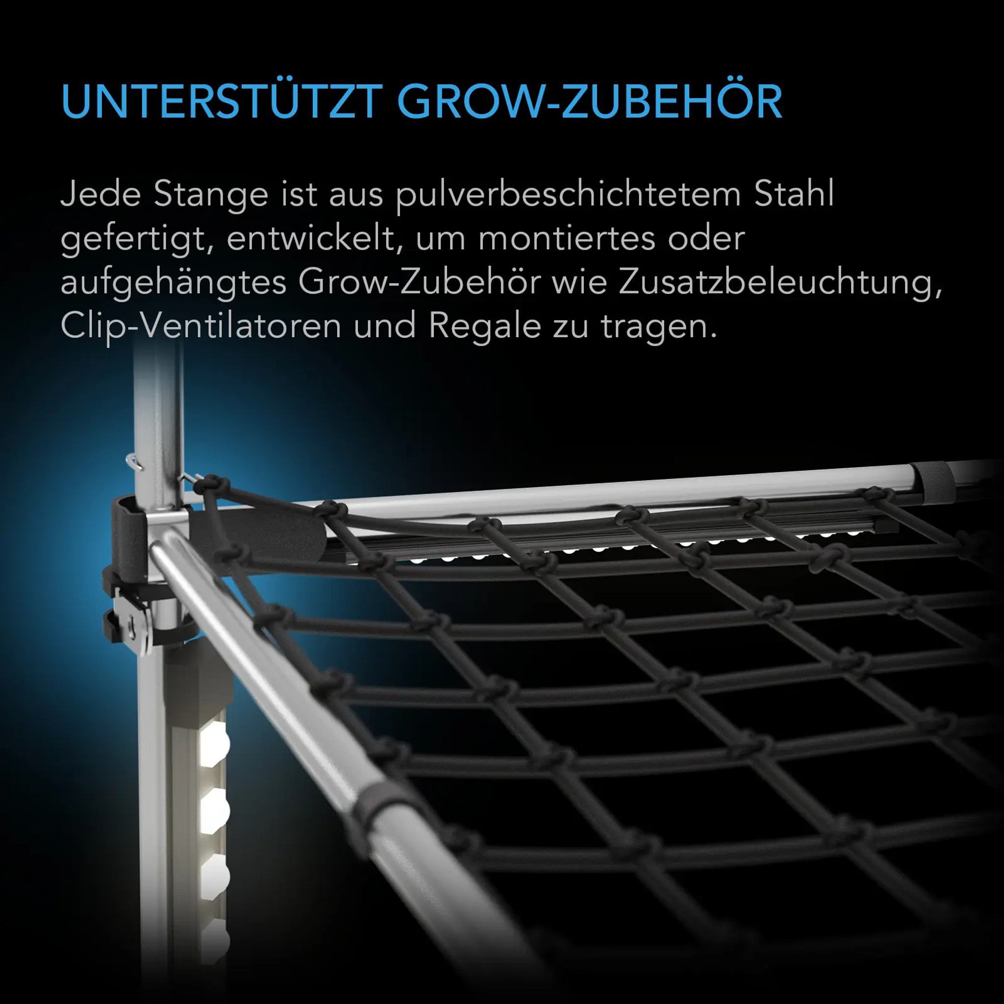 AC Infinity Grow-Zelt-Verstarkungs- und Montagestangen 150x150cm Details 3